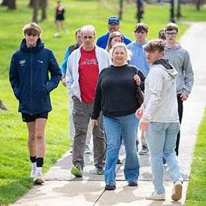 A group of people touring W&L campus